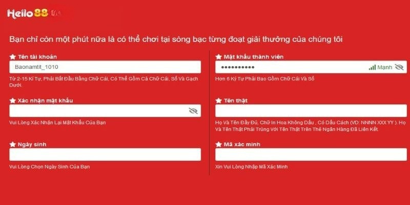 Quy định của Hello88 khi tạo mới tài khoản